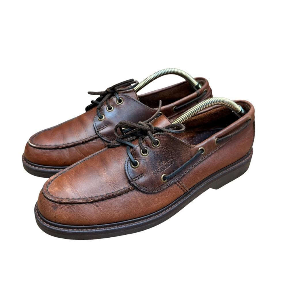 Vtg Sebago Docksides men size 11W Brown Leather Boat Shoes Non Marking Sole